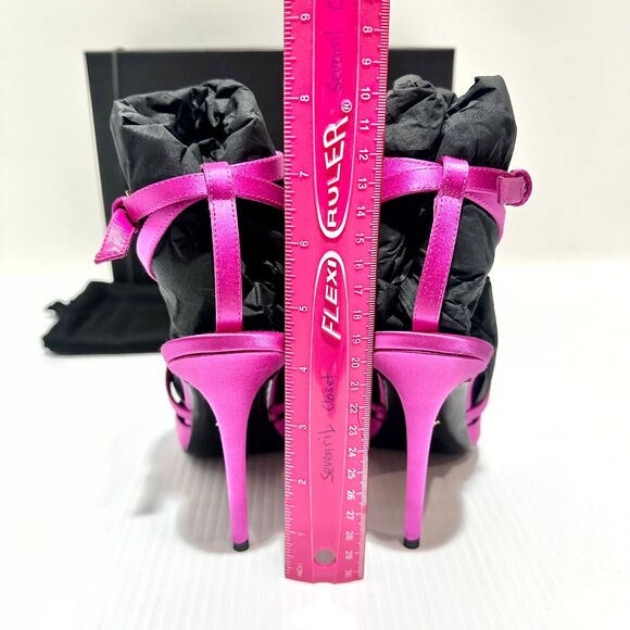 NIB Versace Gianni Ribbon 38.5 US 8.5 Pumps Fuchsia Cage Satin Ankle Strap $1325 - Picture 8 of 16